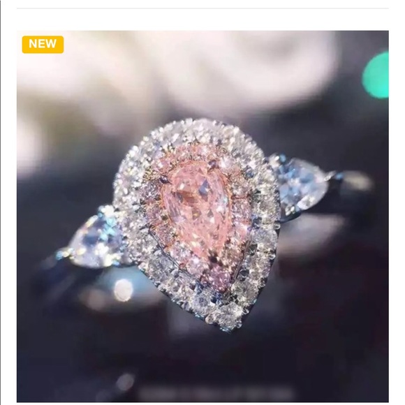 Jewelry - Gorgeous platinum water-drop pear shaped ring 7